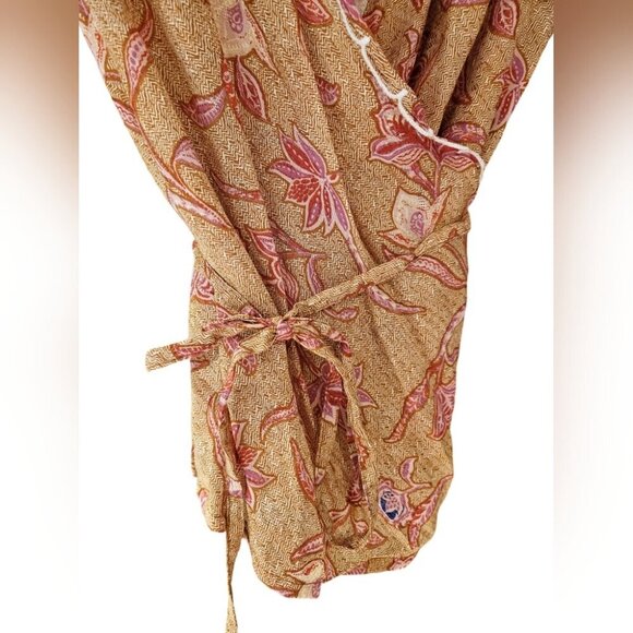Atelier Reve Dorine Wrap Blouse Brown Pink  Print - Picture 7 of 11